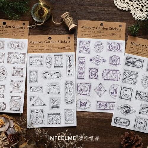 Vintage Scrapbooking Diy Stickers Pack Decorative Retro Diary Journal Washi Paper Sticker for Art