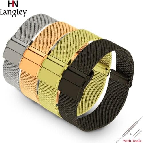 High Quality Stainless Steel Watchband Milanese Wristwatch Straps 2019 New Durable Golden Watch Bands Watches Accessories