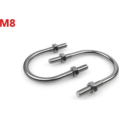 SUS304 M8*22/25/27/33/38/42/45/48/51/57/60/63/76/89/159/168/219/273mm Clamp U Bolt U-Bolt U Type Pipe Clamp Screws Nut Sets