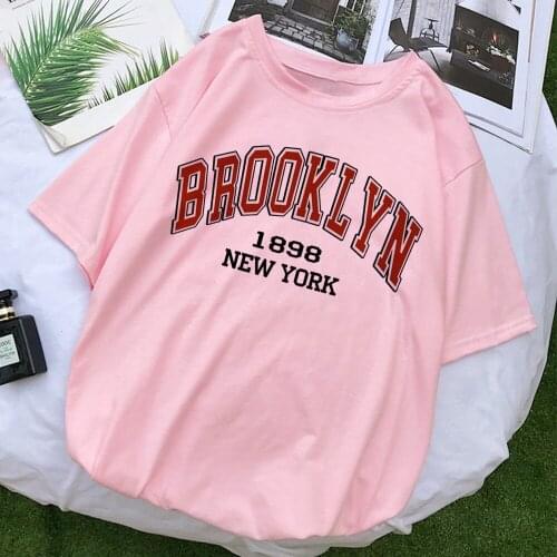 BROOKLYN 1898 NEW YORK Printing Womens Tee Shirts Summer Vintage Clothing Leisure t Shirts Oversize Womens t-Shirts
