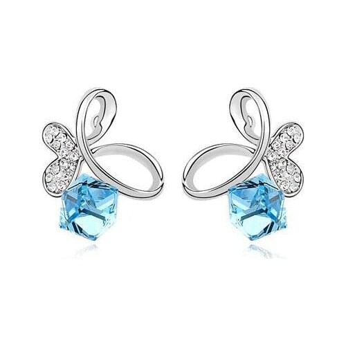 Unique Austrian Crystals from Swarovski Stud Earings For Women Party Wedding lady ear jewelry Orecchini Donna Bijouterie