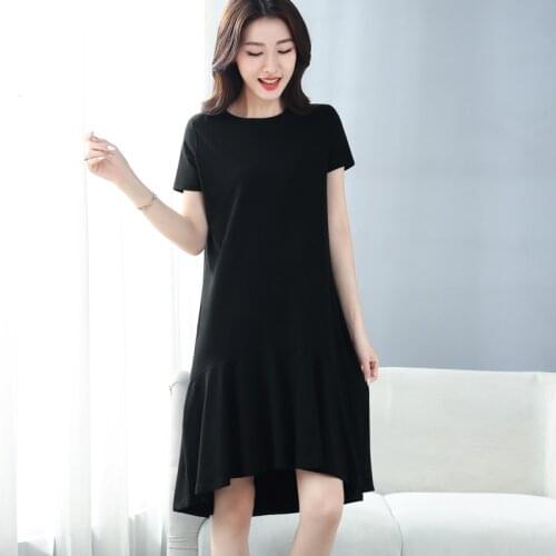 Spring summer Woman Cotton Soft Short Sleeve V-NECK Dress Casual Satin Sexy Camisole Elastic Female Home Beach Dresses