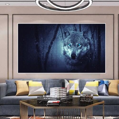 Blue Eyed Animal Wolf Canvas Painting for Living Room Wall Art Posters Prints Modern Nordic Bedroom Home Decoration Pictures