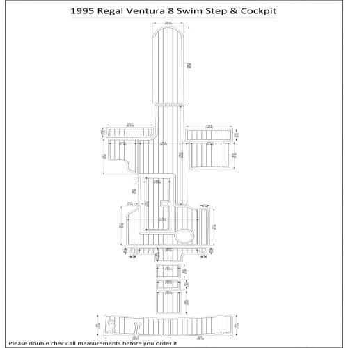 1995 Regal Ventura 8 Swim Step & Cockpit Pad Boat EVA Teak Decking 1/4" 6mm