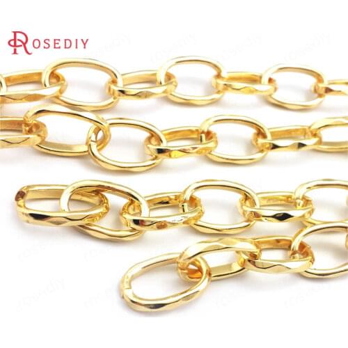 39696)1 Meter 24K Gold Color Iron Faceted Oval Shape Necklace Bracelets Jewelry Chains Making Supplies Diy Findings Accessories