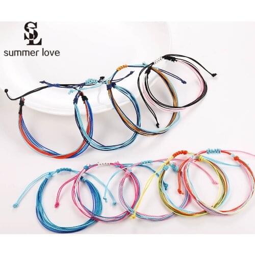 5Pcs/Lot Cheap Wholesale Bohemian Colorful String Rope Bracelet for Women Adjustable Handmade Cord Friendship Bracelets Jewelry