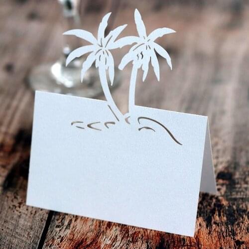 50pcs Laser Cut Coconut Tree Table Name Place Card Guest Message Setting Card Wedding Event Christmas Party Favor Decorations