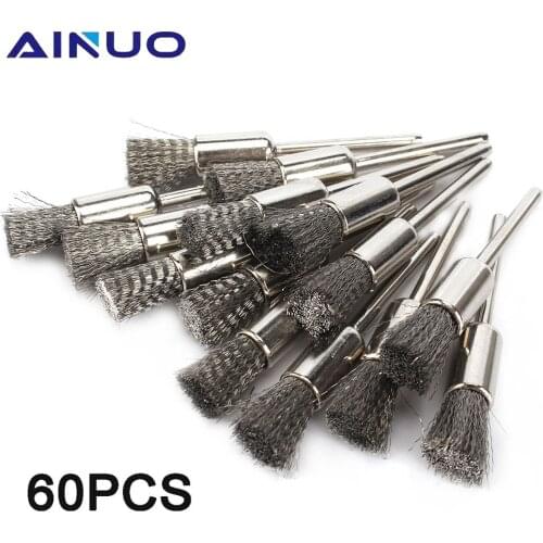 8mm Platinum Blade Stainless Steel Wire Wheel Brush Rotary Tool For Metal Rust Removal Mini Drill Dremel Polishing Brushes