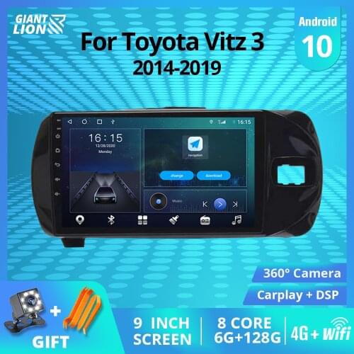 2DIN Android10.0 Car Radio For Toyota Vitz 3 III XP130 RHD 2014-2019 Stereo Receiver GPS Navigation Auto Radio Bluetooth Player