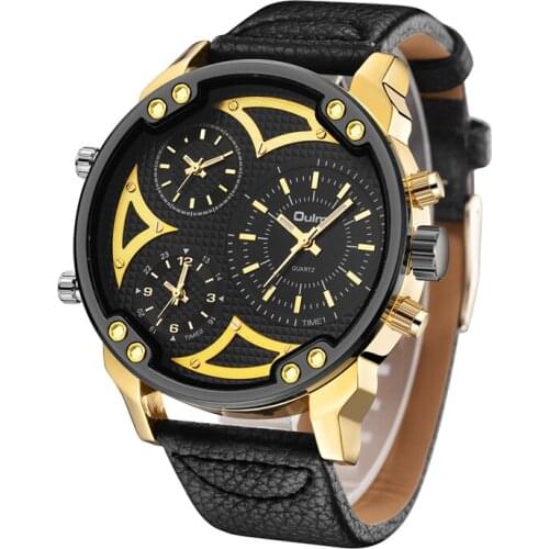 Oulm Fashion Sports Big Watches Men Luxury Brand Three Time Zone Quartz Watch Men Military Watches mannen horloge horloge heren