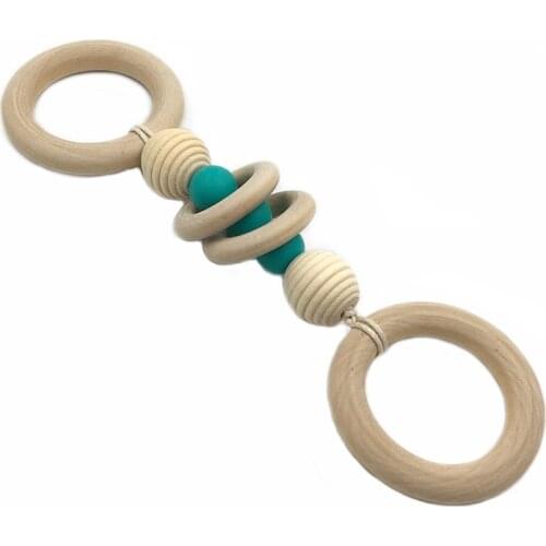 Wooden Teether Montessori Play Gym Hand Baby Teether DIY Baby Nursing Accessories