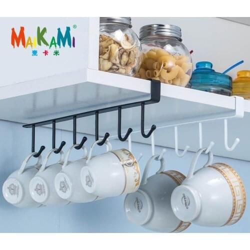 MAIKAMI Under Cabinet Paper Towel Holder Roll Paper Towel Rack Multifunctional Metal Organizer,Black＆White