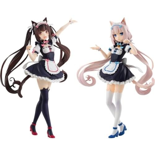 Pre-Sale 17Cm Nekopara Vanilla&chocola Anime Action Figure Peripherals Dolls Japanese Hand-Made Collection Model Desktop Toys