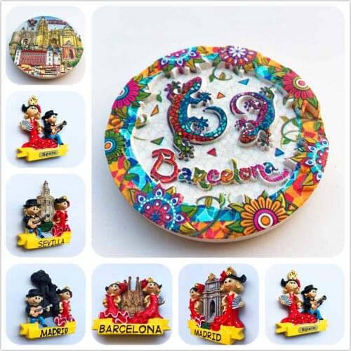 European and American Spain 3D Fridge Magnets Tourism Souvenir Refrigerator Magnetic Sticker Collection Handicraft Gift