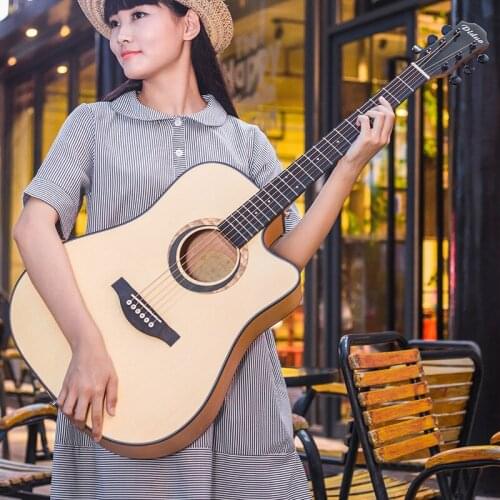 Guitars 41 Inch Acoustic Guitar Wood Color Rosewood Fingerboard Guitarra Tuner Strings With Hard Case