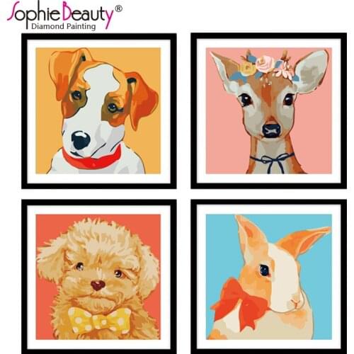 Hot sale new counted cross stitch diamond painting needlework mosaic handcraft diamond embroidery Set Cute Dog lovely Deer arts