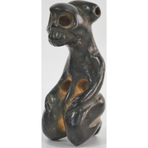 Hongshan culture archaize black iron meteorite Skeleton people statue