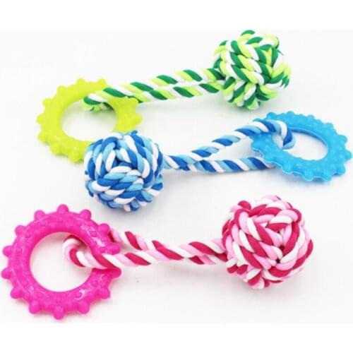New Pet Dog Toys Cotton Rope Knot Puppy Chew Teething Toys For Medium large Dogs Pet Playing Ball Teeth CleaningTrainingToy