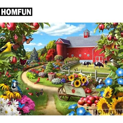 HOMFUN Full Square/Round Drill 5D DIY Diamond Painting "Garden & house" Embroidery Cross Stitch 5D Home Decor Gift A01688