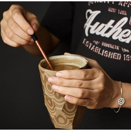 Knife-cut Ceramic Mug, Retro Hand-held Ceramic Mug, Japanese-style Stoneware Coffee Cup, Personalized Handmade Firewood Mug