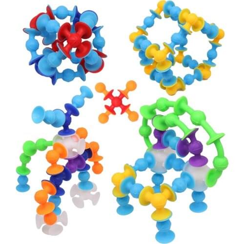Soft Sucker Building Blocks Assembled Suction Cup Funny Silicone Block for Children Model Construction Toys Creative Gifts