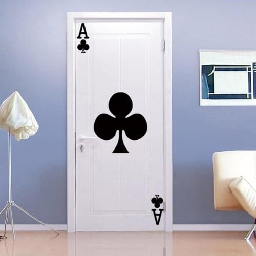 Creative Playing cards Ace of clubs Door Wall Sticker DIY Bedroom door Art Home Decor Mural Vinyl Wallpaper wall stickers Decals