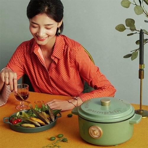 New Little Pumpkin Multi Cooker 220V-240V Electric Skillet Fried Steam Cooking Pot Creative Retro Electric Hot Pot 3 Gears