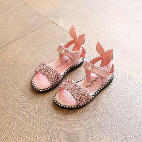 Girls sparkling rhinestone cute sandals Summer 2019 new childrens small diamond princess shoes Size 21-36
