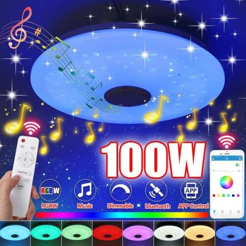 Upgrade WIFI 100W LED Ceiling Lights with High Sound Quality Speaker RGB Dimmable Bedroom Ceiling Light Works with Home/Alexa