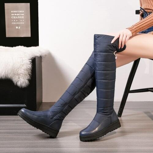 Fashion women winter antislip platform shoes Warm plush zipper femmes boots Comfort round toe ladies snow botas Plus size