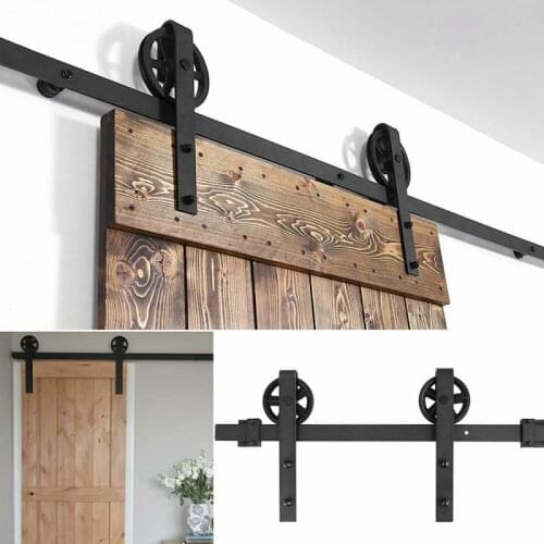 200CM Barn Door Hanging Rail For Europe Rustic Black Sliding Hardware Cabinet Wood Door Sliding Track Kit Home Furniture HWC