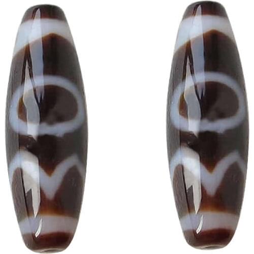 Natural Tibetan Dzi Beads, Oval, sun earth water & two tone, Grade AAA, 12x38mm, Hole:Approx 2mm, Sold By PC