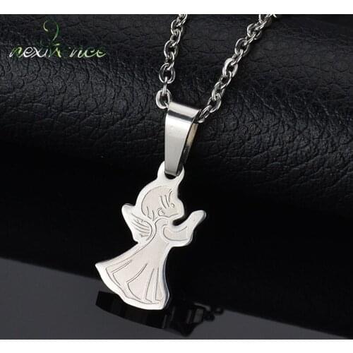 Nextvance Stainless Steel Cute Angle Pendant Necklaces Gold Silver Color Fairy Chain Necklace For Girls Birthday Gift