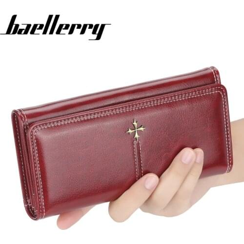 Baellerry 2021 New Bright Face Leather Long Women Clutch Wallet Korean Version Large-capacity Card Coin Pocket Bag Female Purse