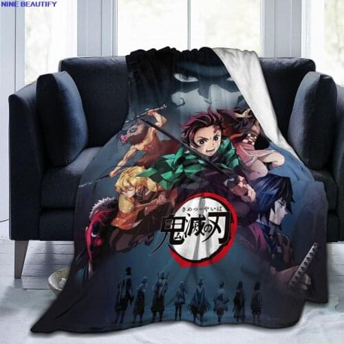 Blanket Bedding Devils Blade Anime Home Textile Demon Slayer Kimetsu No Yaiba Kamado Tanjirou Nezuko Double Plush Lamb Down