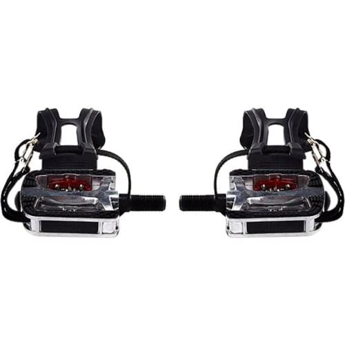 SPD Pedals for Spin Bike with Toe Cages for Shimano Clip Pedals Indoor Exercise Cycling Platform Pedals 9/16 inch