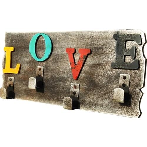 American country crafts storage wooden home letter pendant home hall hook multifunctional wall hanging retro decoration