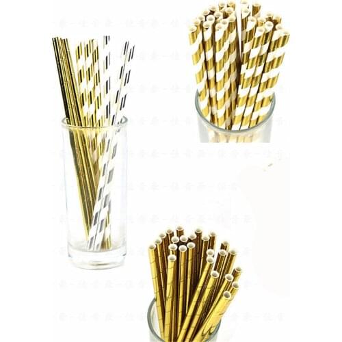12500 pcs Gold Heart Star Stripe Chevron Paper Straws Baby Shower Decoration Party Wedding Halloween Christmas Event Supplies