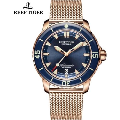 Reef Tiger/RT 2021 New Luxury Automatic Mechanical Men Watch Super Luminous Diving Waterproof 200m Men Watch Montre Homme