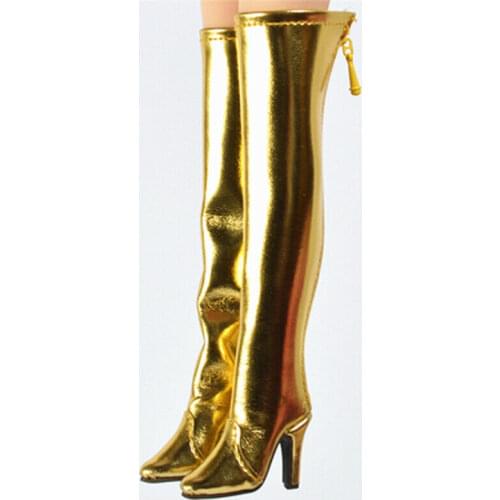 1/6 Scale Golden Big Feet Long Tube Boots Model for 12" Female TBLeague S38 S39