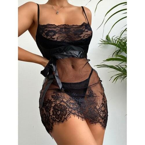 BIIGGXX sexy lingerie sexy temptation role-playing lace see-through strap dress lingerie femme sexy erotique porno extreme