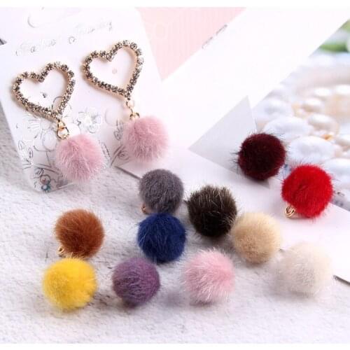 Imitation Wool Ball Stuff Goods Eardrop Pendant Charms Earrings Accessories Supplies for Jewelry Finding Diy Material 10pcs