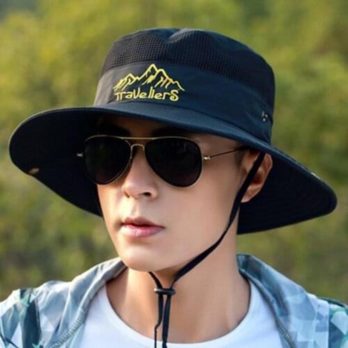 High Quality Big Wide Brim Mens Fisherman Hat Solid Waterproof Sun Hat Mountaineering Cap Fishing Cap Panama Hat Unisex SA747