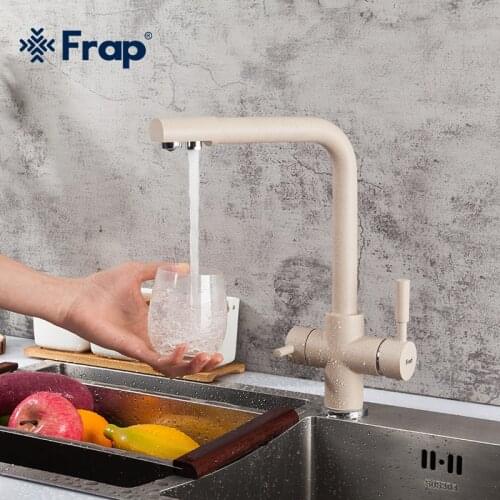 Frap Kitchen sink Faucet Seven Letter cold and hot water mixer tap Rotation Water Purification Double Handle F4352-23