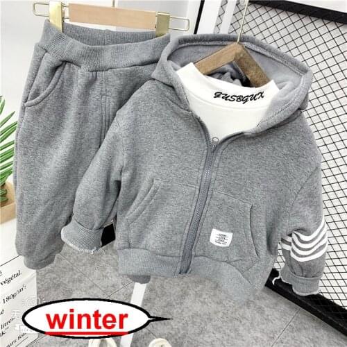 2020 Winter Kid Boy Girl Clothing New Casual Tracksuit Long Sleeve Letter Zipper Sets Baby Warm Thickened Plus Velvet 3pcs/Set