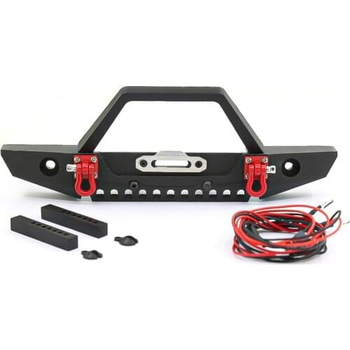 1:10 RC Rock Car Metal Front Bumper with Led Light for Axial SCX10 90046 90047 Traxxas TRX-4 RC Crawler