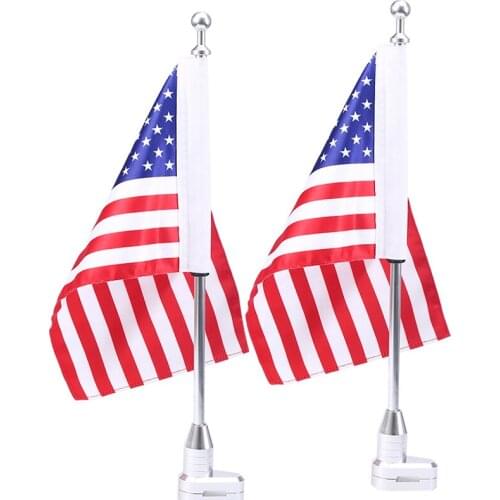 1 Pair CNC Chrome Motorcycle Flag Pole America Mount Flag USA American For Harley Davidson Dyna Glide Motocross Luggage Rack ATV
