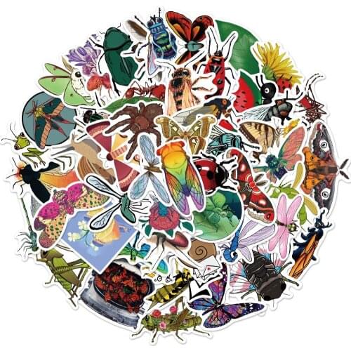 10/30/50pcs Nature Animals Insects Bees Beetle Ladybug Stickers For Refrigerator Insects Diaries Children Education Toy Stickers