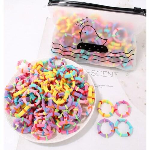 100pcs Elastic Hairbands Children Girls Bamboo Knots Ponytail Holder Scrunchie Rubber Band Ties Candy Color Hair Accessories