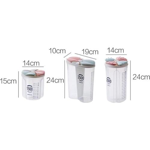 2020New Transparent Kitchen Storage Containers Beans Grain Cereal Sorting Storage Container Rice Box Sealed Box with Divider